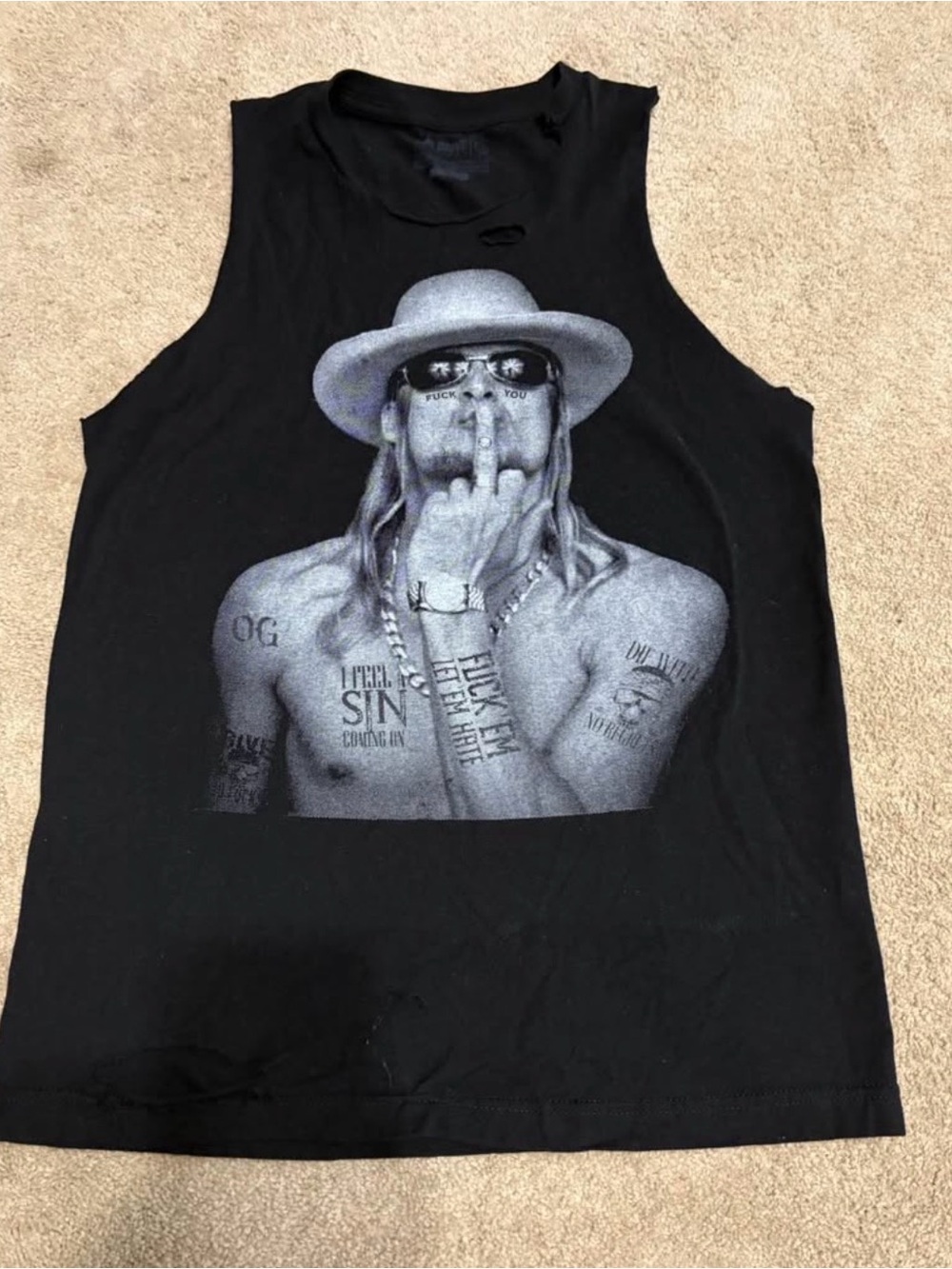 Men's Black Graphic Muscle Tank Top with Attitude Print
